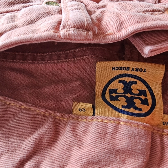TORY BURCH Alexa Cropped Skinny Jeans Coral Pink Low Rise Stretch - Picture 9 of 16